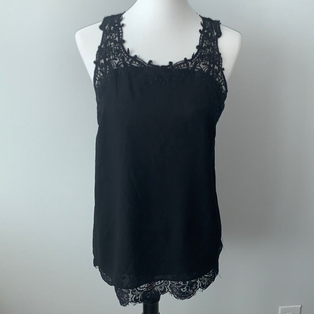 Brixon Ivy Arachna Black Lace Detail Sleeveless Blouse Sz M